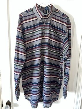 Enro Men's Horizontal Striped Button-Down Shirt - Gray‎ & Multicolor L